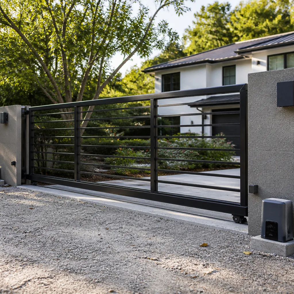 Sliding driveway gates